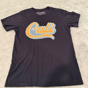 Homefield Cali Script T-Shirt Black Graphic Tee Medium Retro Style Cotton